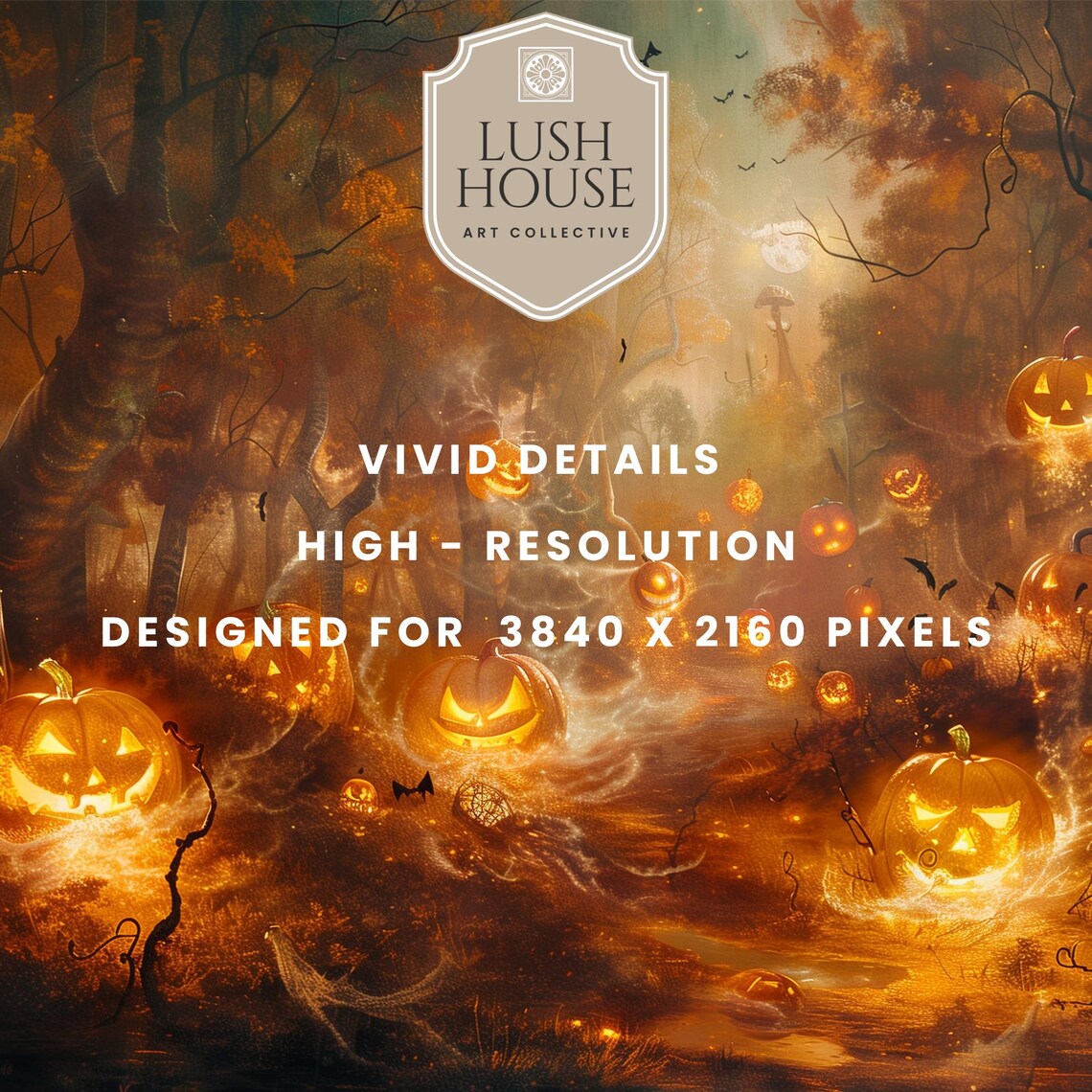 Haunted Forest Path Glowing With Dozens of Jack O Lanterns Poster - Image 3
