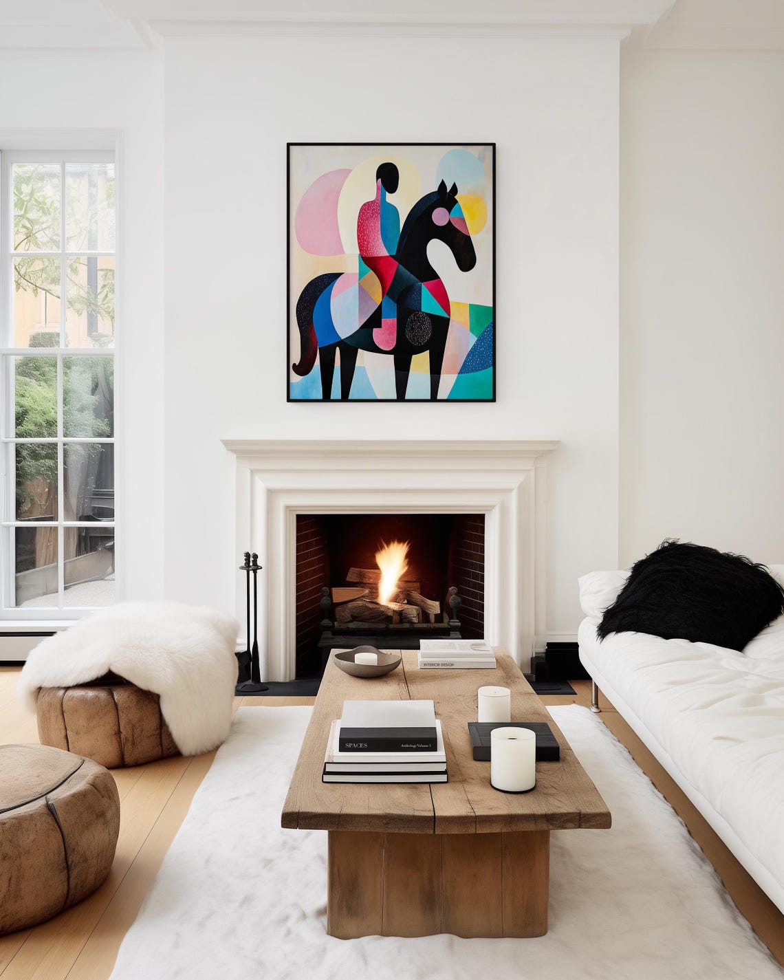 Abstract Colorful Geometric Horse And Rider Modern Art Poster - Image 3