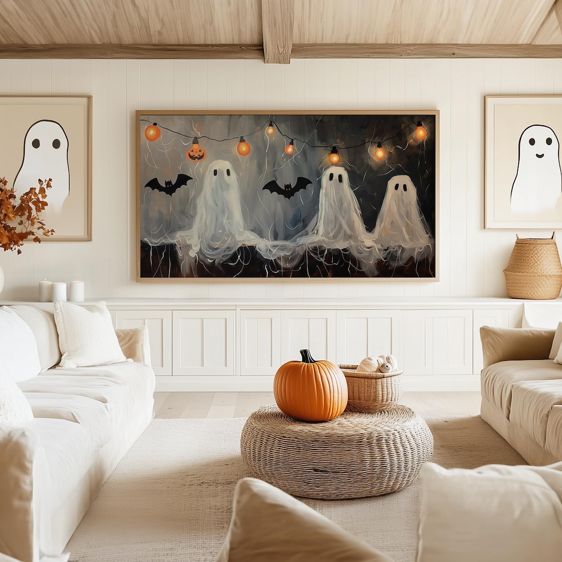 Halloween Bat and Ghost String Lights, Spooky Poster - Image 5