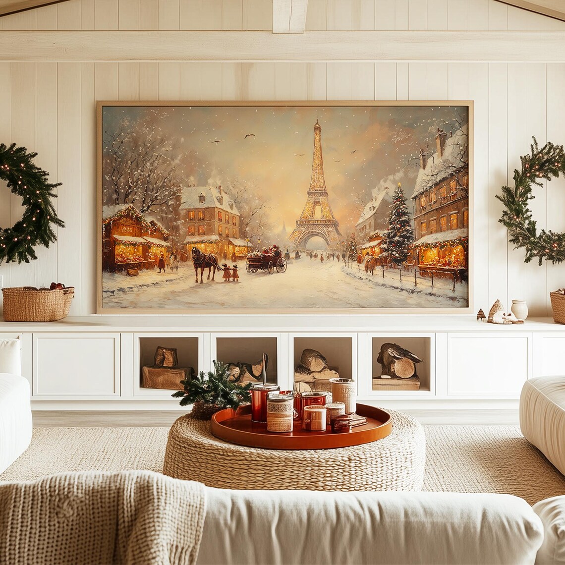 Paris Christmas Market, Festive Snowy Winter Travel Poster - Image 3