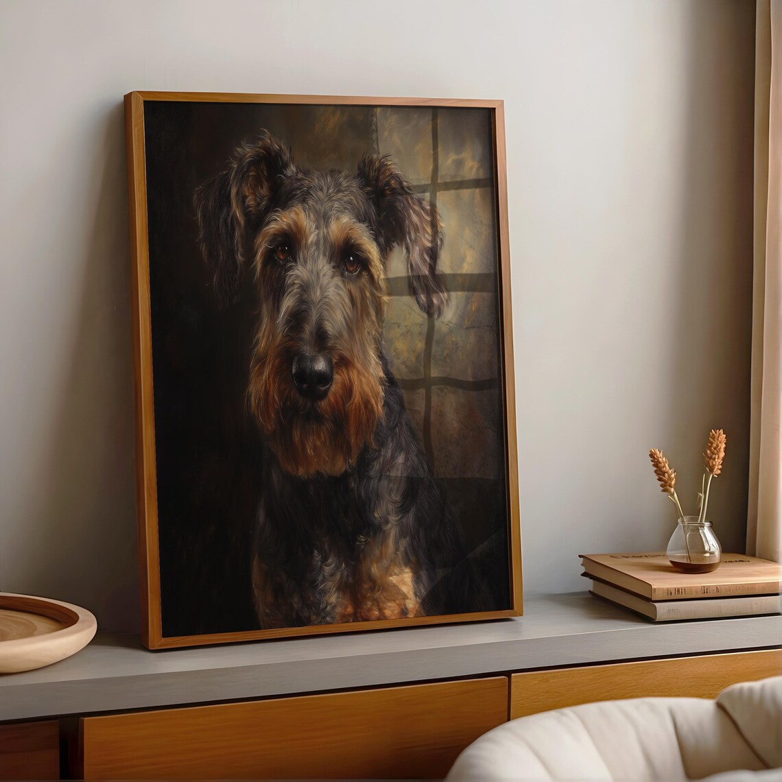 Airedale Terrier Portrait Moody Oil Painting Pet Lover Art Poster - Image 3