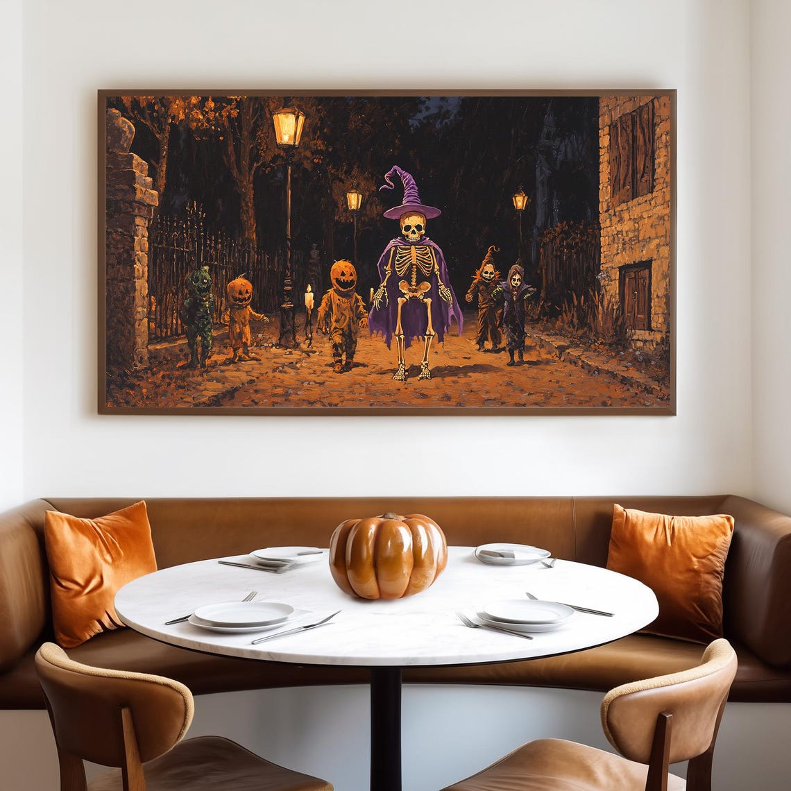 Vintage Halloween Frame Tv Art Skeleton Kids Trick Or Treat Dark Academia Textured Oil Painting Spooky Costumes Gothic Screensaver Tv942 - Image 4