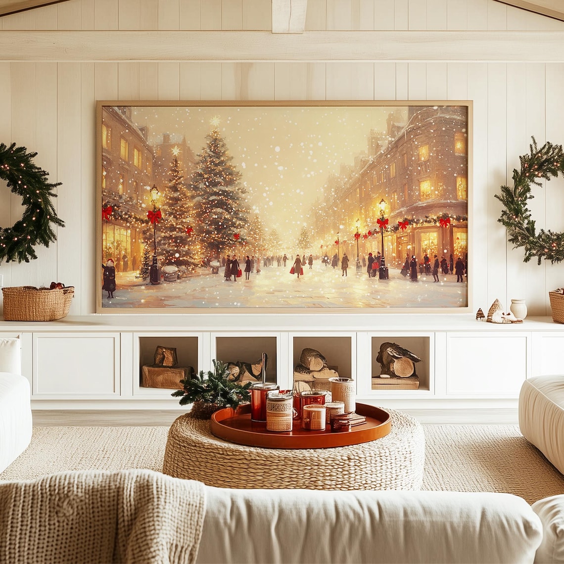 Neutral Christmas Tree, Winter Holiday Art Print - Image 3