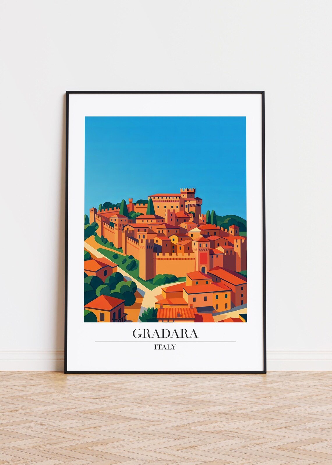 Gradara Italy Skyline Illustration Travel Poster