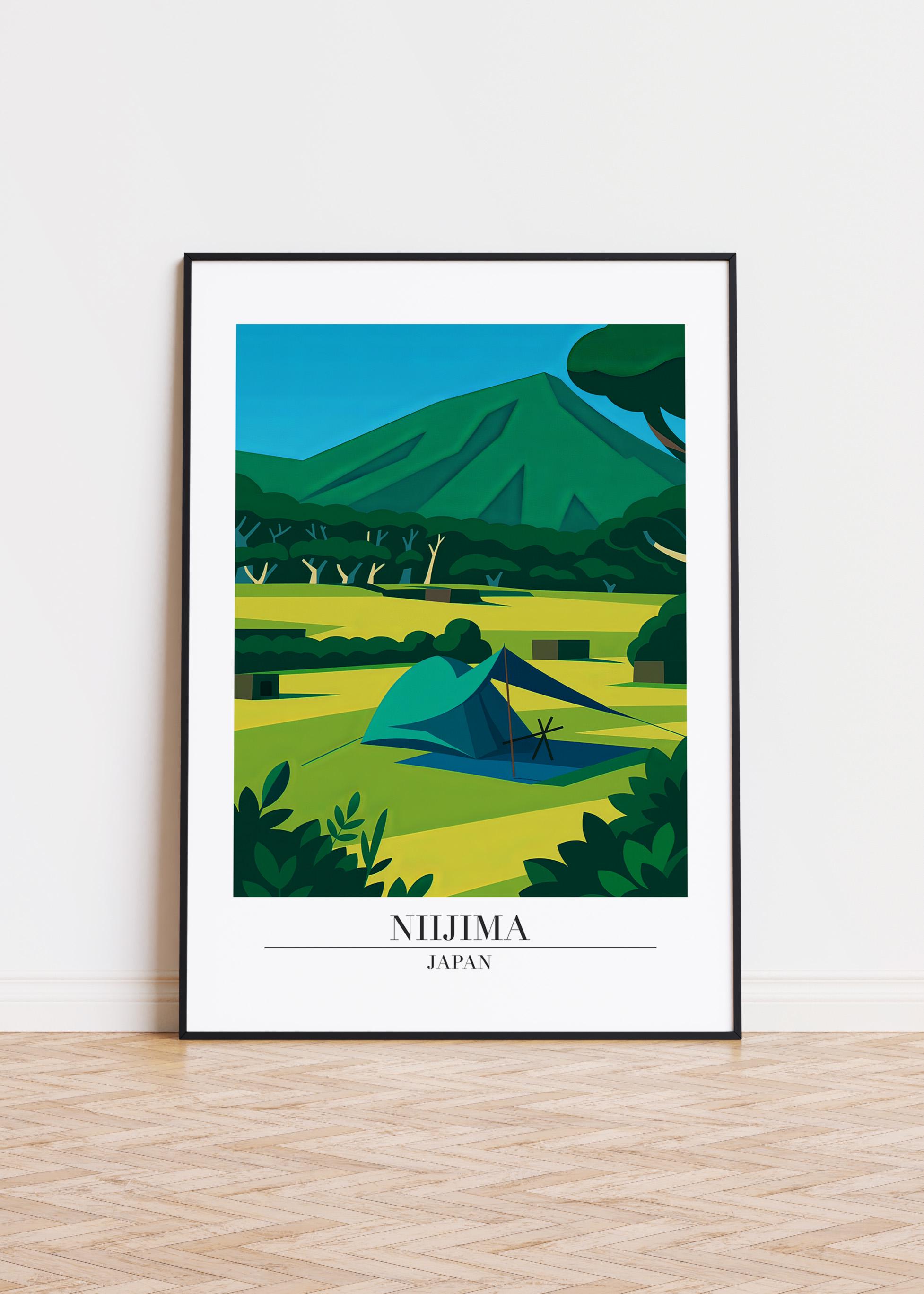 Niijima Japan Poster Modern City Illustration Art