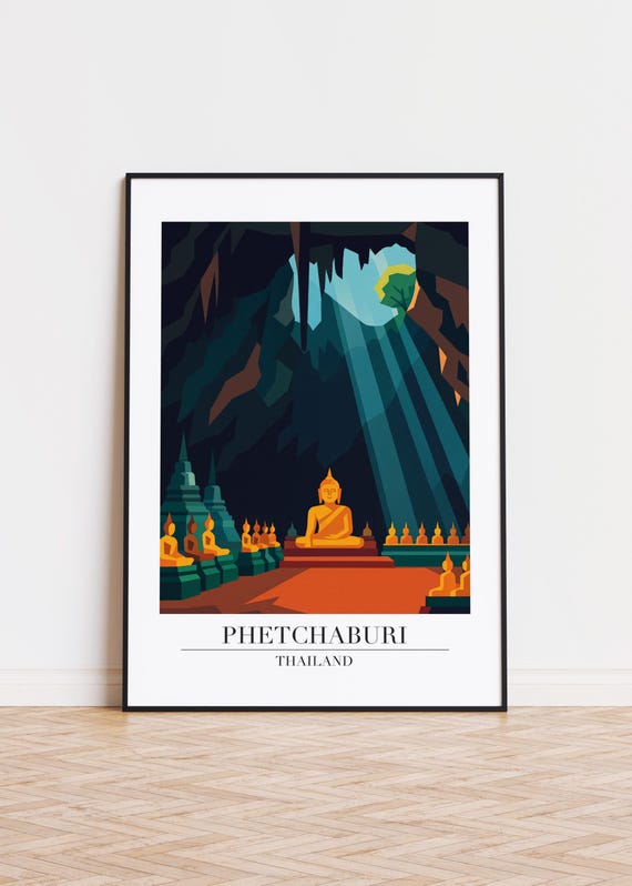 Phetchaburi Cityscape Poster Modern Travel Art Print