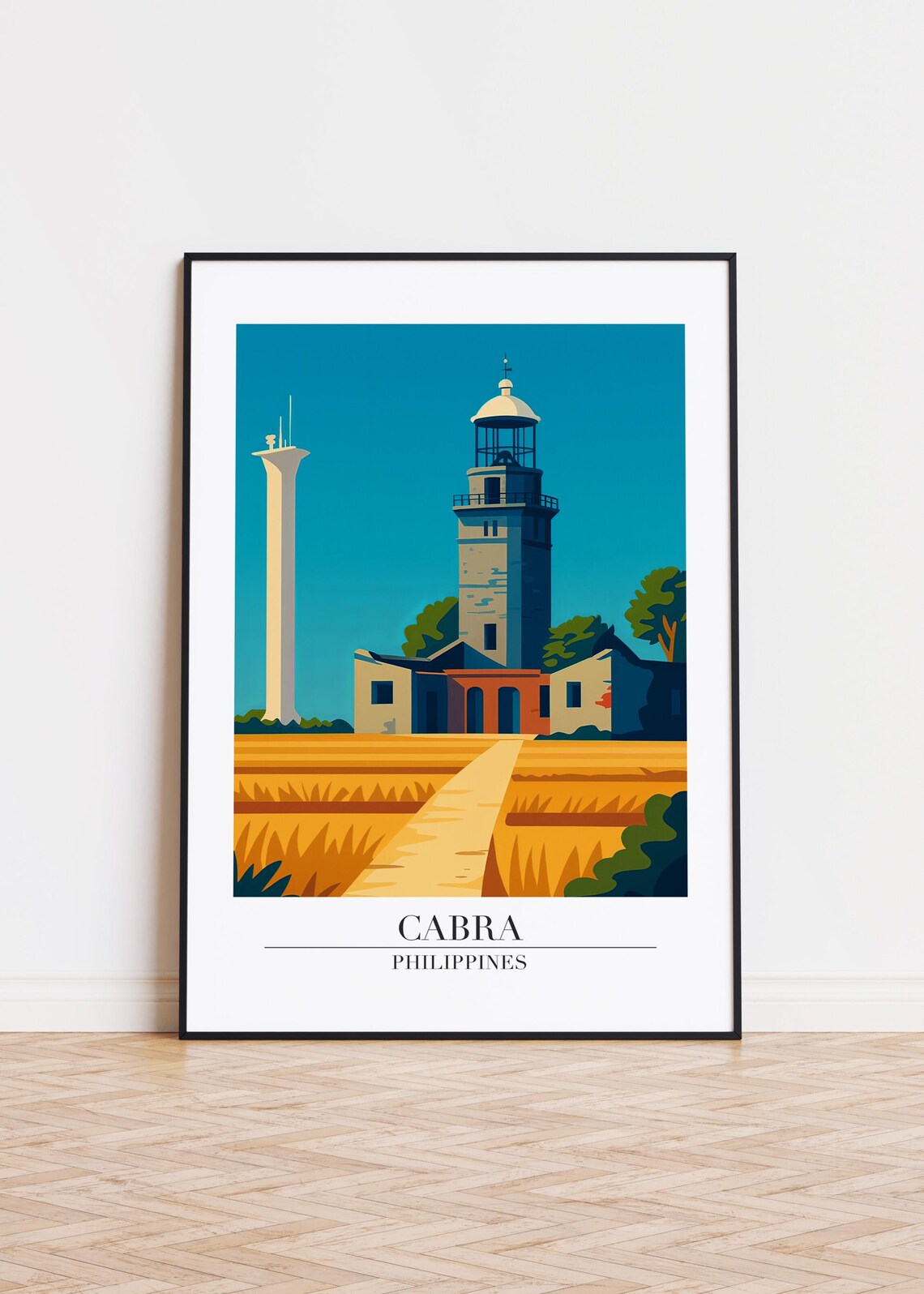 Cabra Philippines Stone Lighthouse Watchtower Travel Art Poster