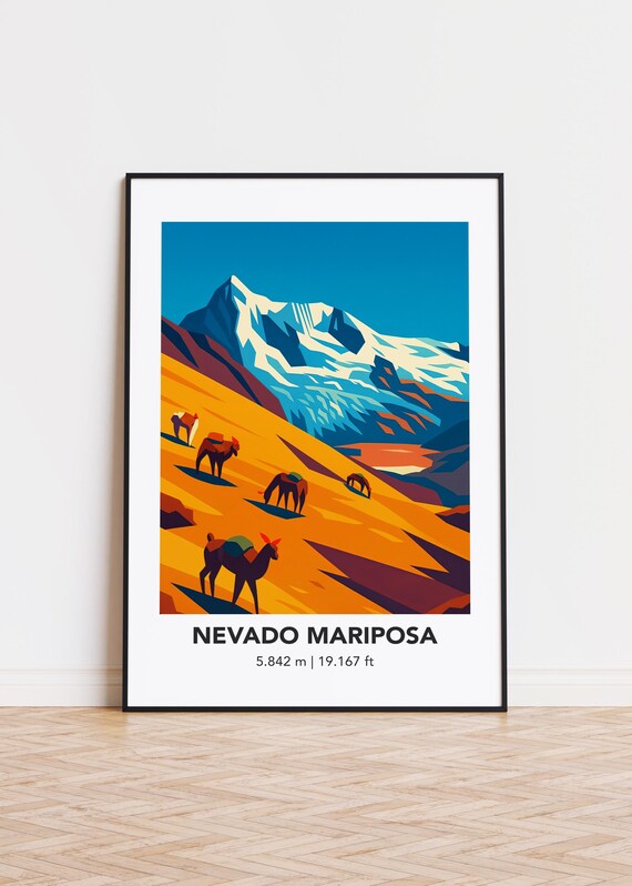 Nevado Mariposa Poster Mountain Illustration Art