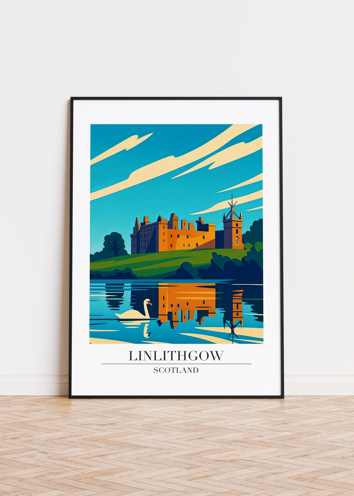 Linlithgow Scotland Skyline Poster, Art Print