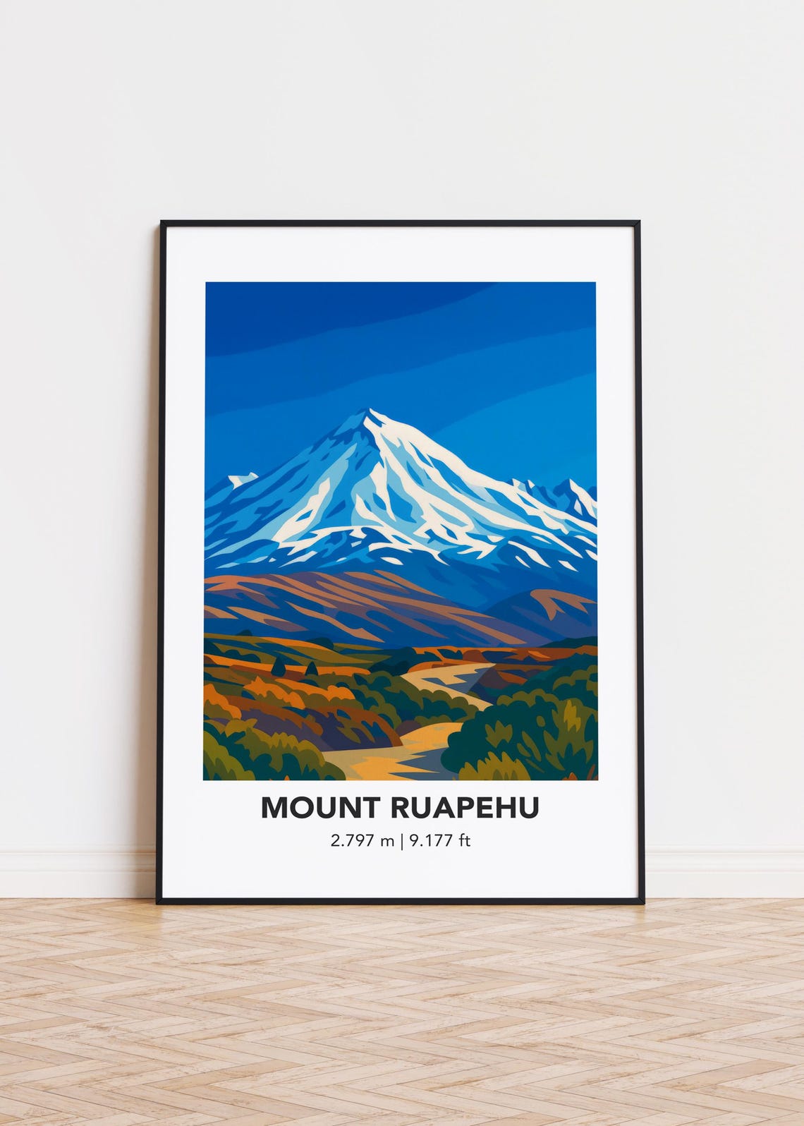 Mount Ruapehu Print Modern Minimalist Mountain Art Poster