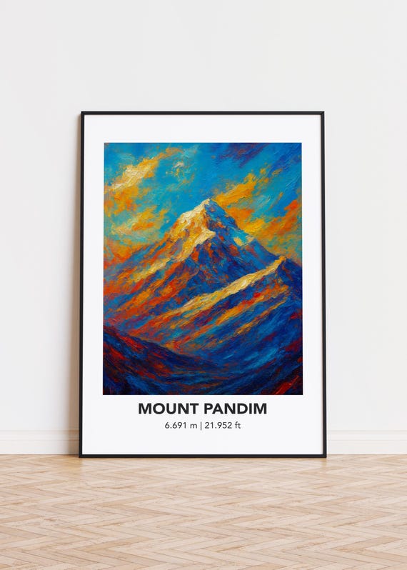 Mount Pandim Poster Mountain Print Modern Oil Painting Style Art