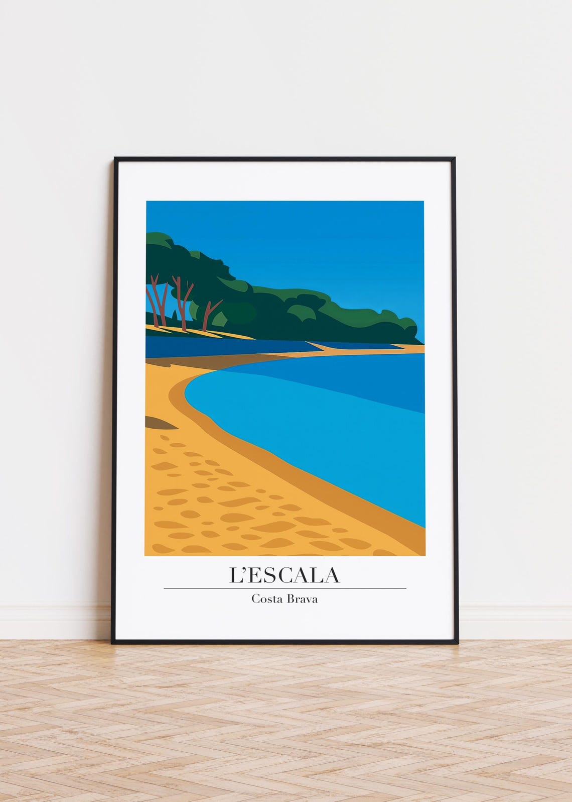 L Escala Costa Brava Quiet Sandy Cove Pine Trees Travel Poster