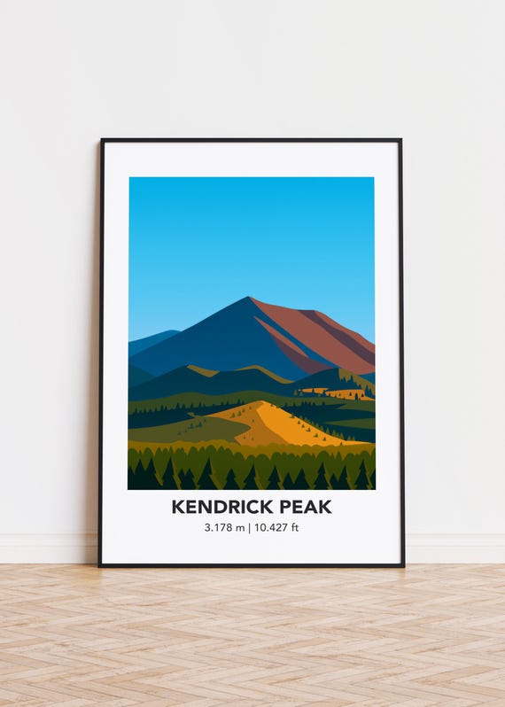 Kendrick Peak Poster Print Illustration Art Mountain
