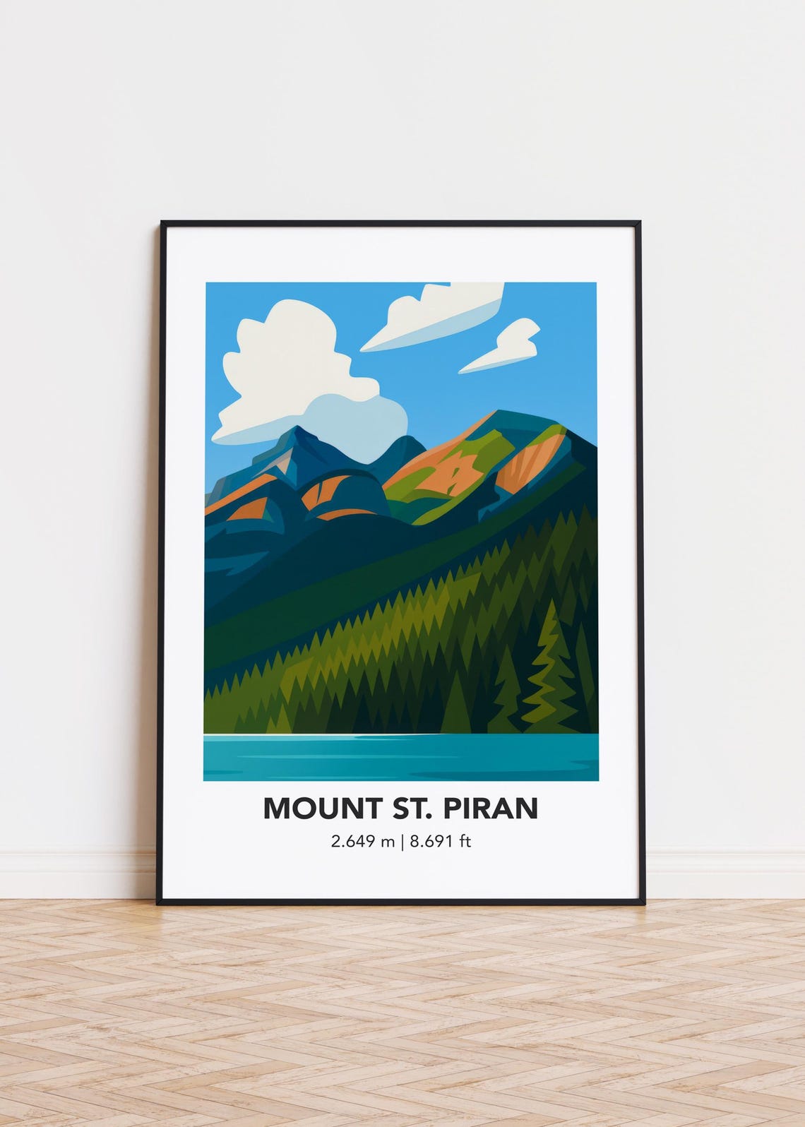 Mount St Piran Poster Modern Minimalist Mountain Art Print