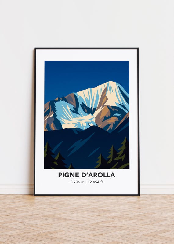 Pigne Darolla Mountain Art Print Swiss Summit Illustration
