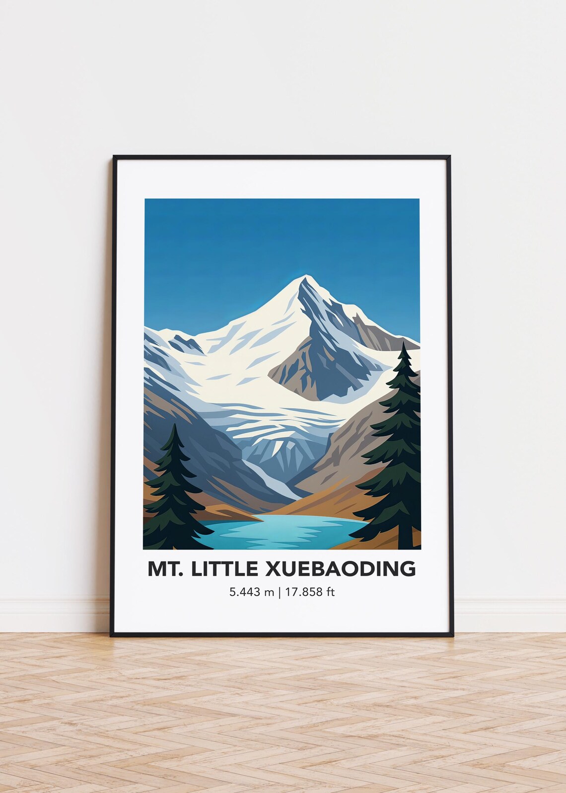 Mt Little Xuebaoding Mountain Illustration Art Print