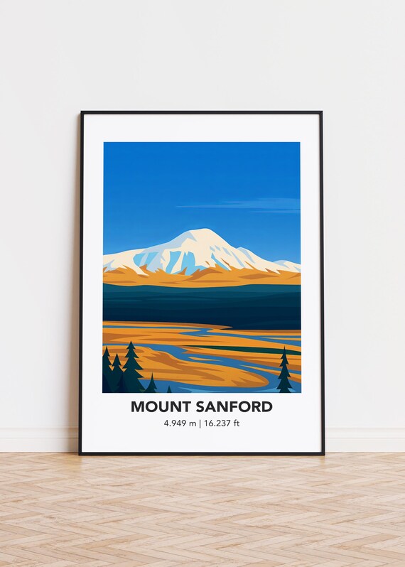 Mount Sanford Poster Modern Mountain Illustration Art