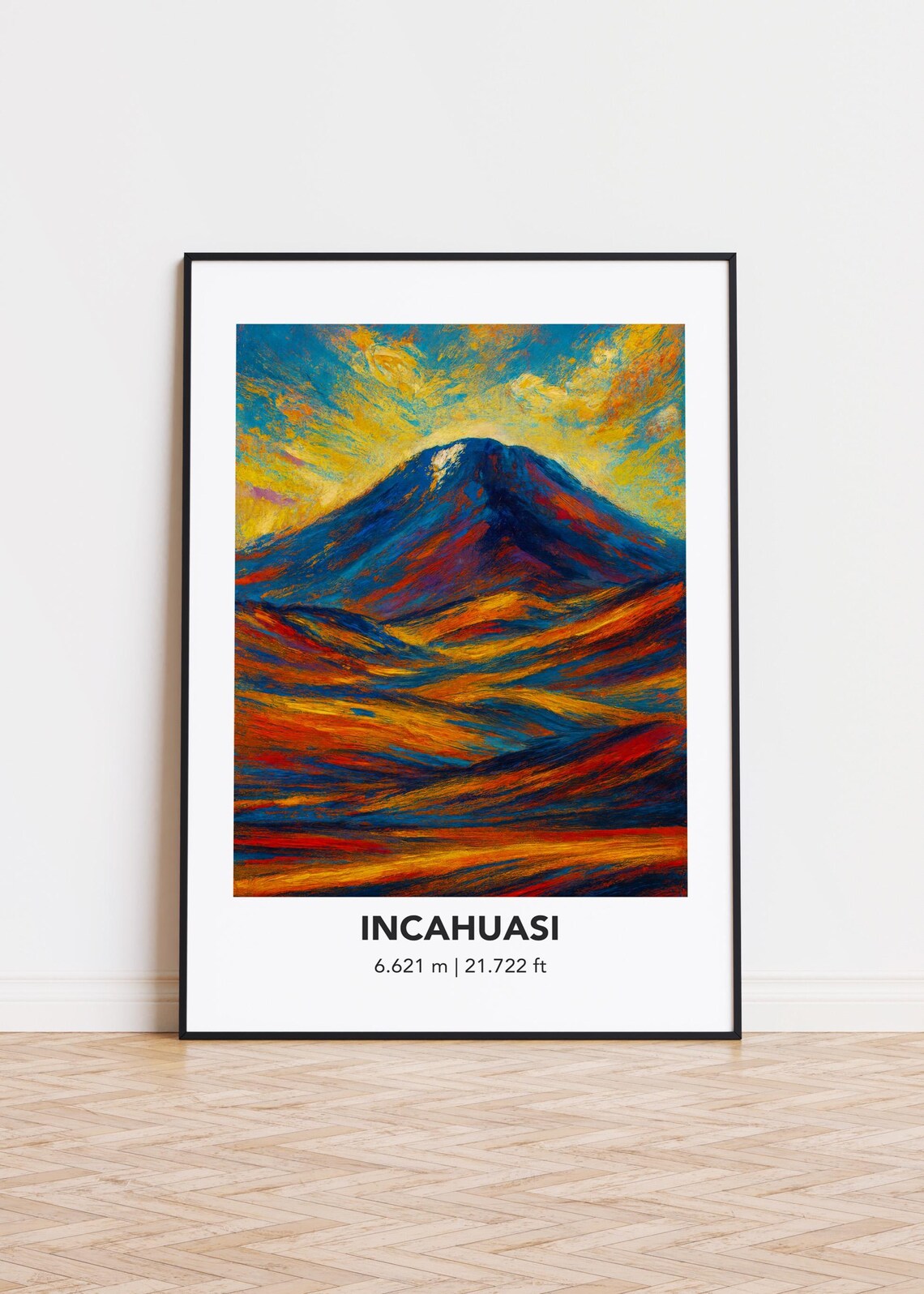 Incahuasi Mountain 6621M Sunset Colors Oil Painting Style Peak Poster