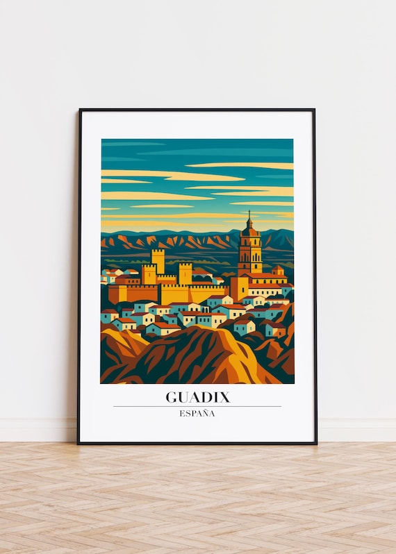 Guadix Spain Poster, Modern City Illustration