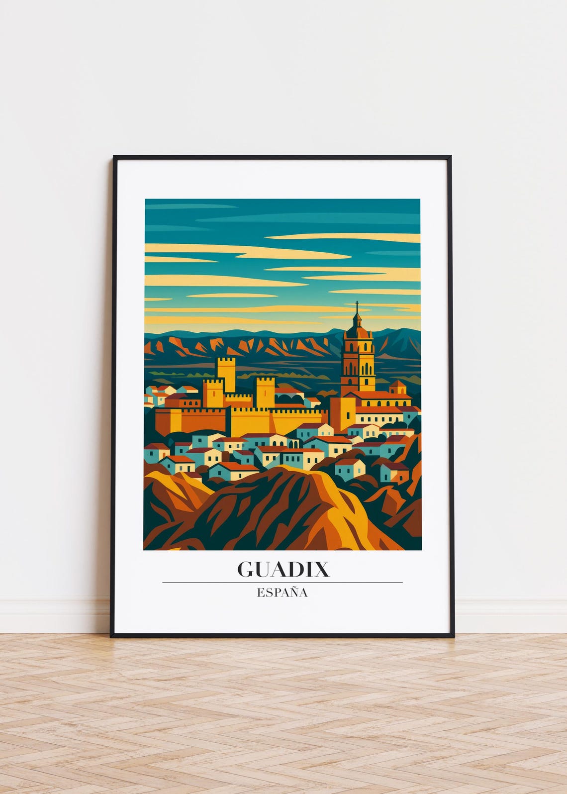 Guadix Spain Poster, Modern City Illustration
