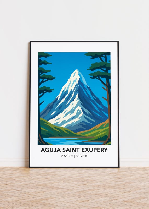 Aguja Saint Exupery Mountain Print Modern Minimalist Art Poster