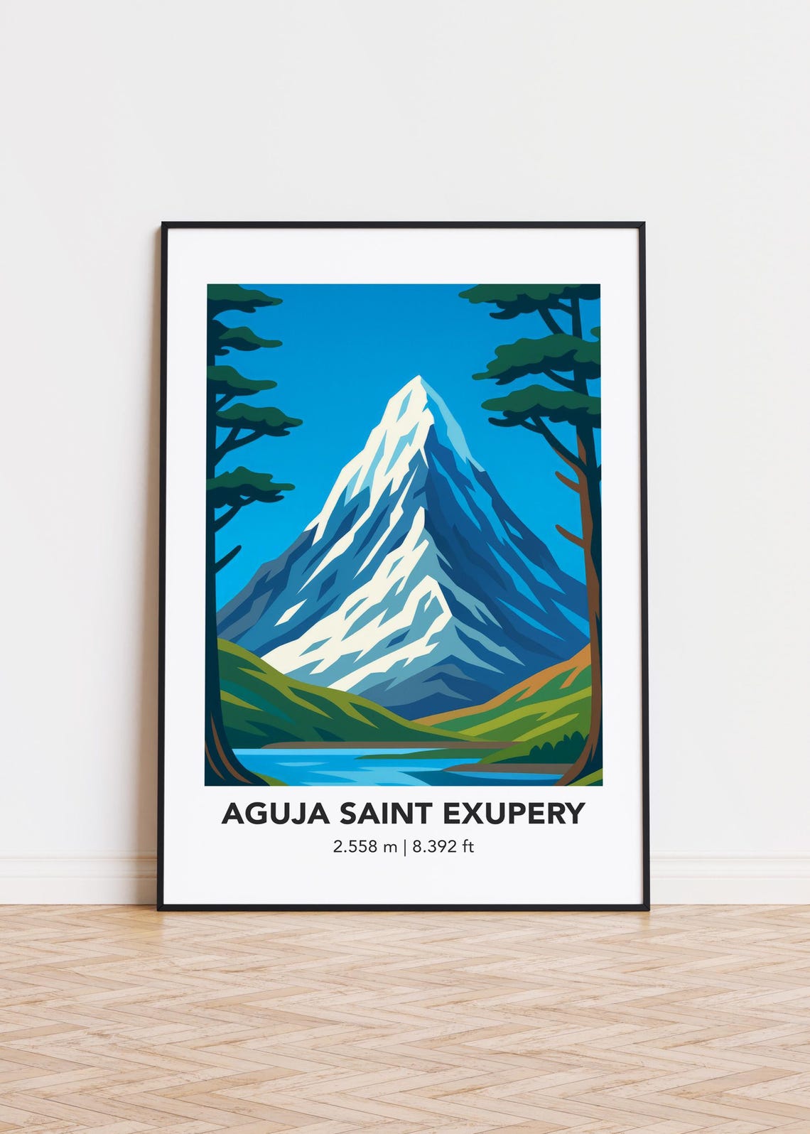 Aguja Saint Exupery Mountain Print Modern Minimalist Art Poster