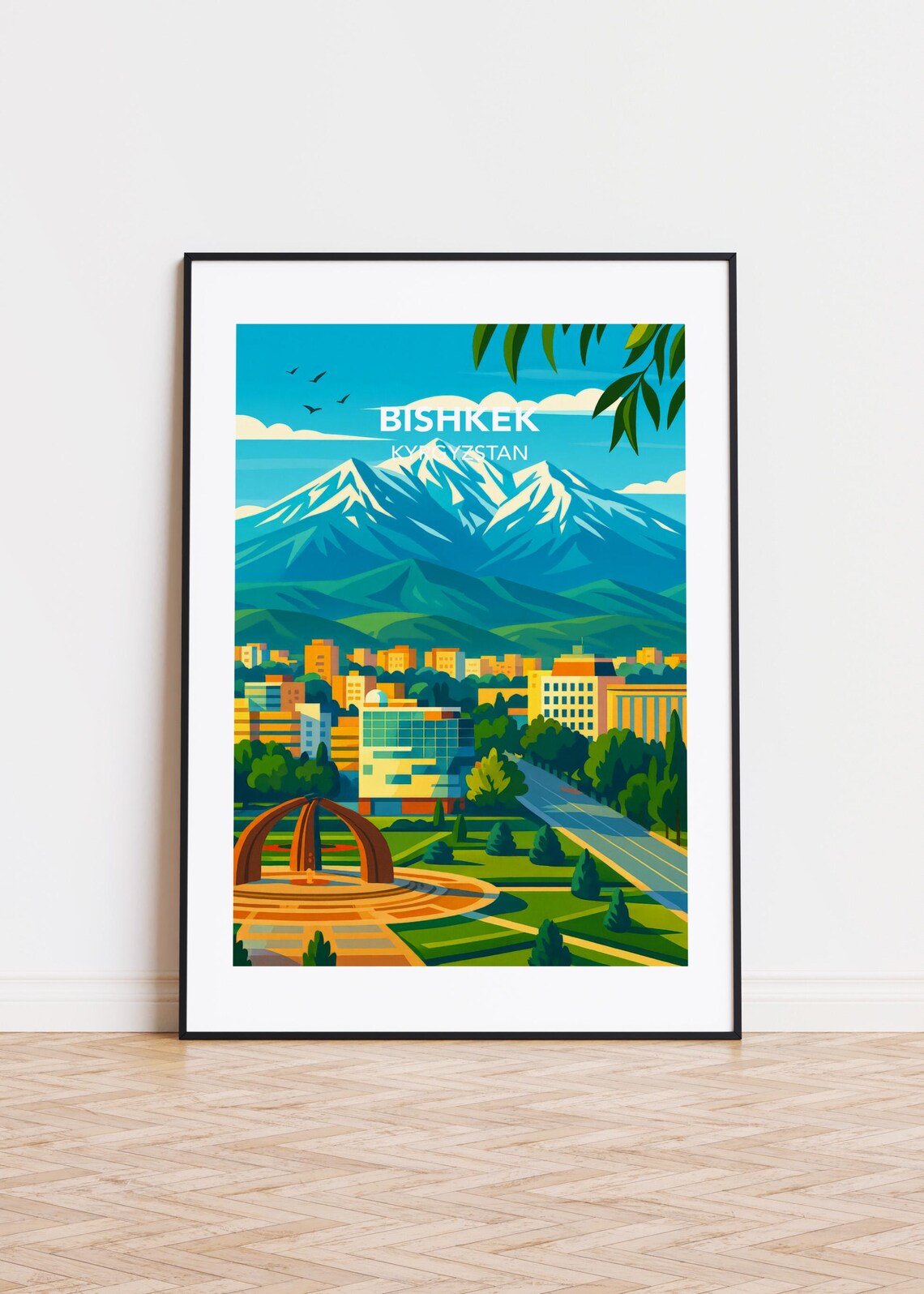 Bishkek Kyrgyzstan City Skyline Poster Print