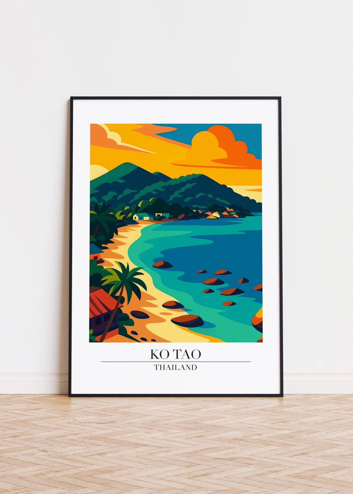 Ko Tao Thailand Tropical Beach Sunset Palm Turquoise Bay Poster