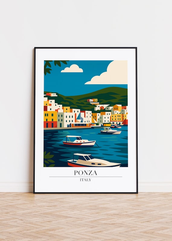 Ponza Italy Poster Modern Travel Illustration Art