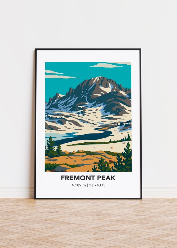 Fremont Peak Illustration Art Print Modern Mountain Poster