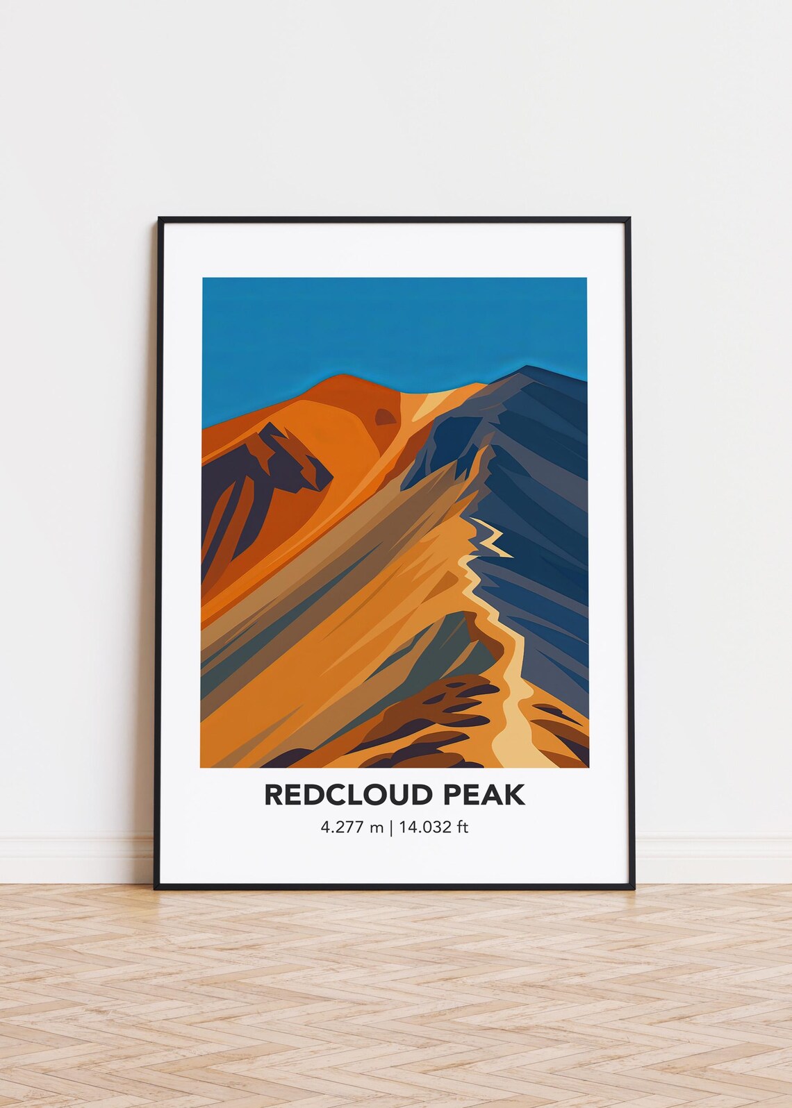 Redcloud Peak Mountain Art Print, Colorado Illustration
