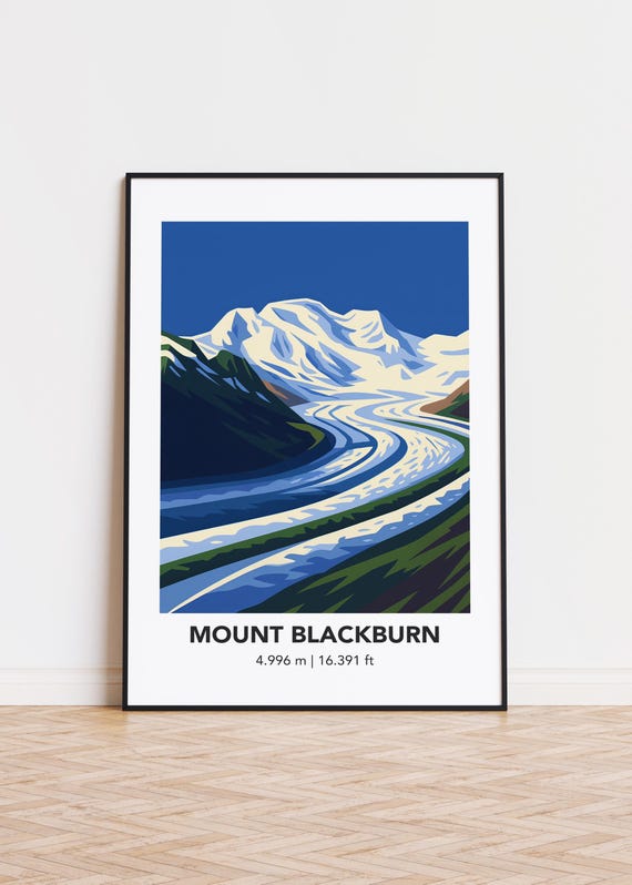 Mount Blackburn Art Print, Modern Mountain Illustration