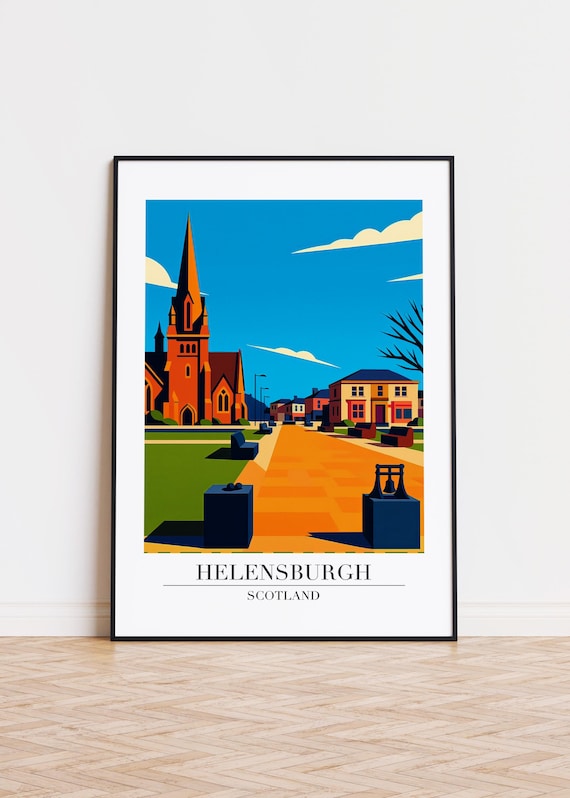 Helensburgh Scotland Travel Poster Church Square Historic Decor