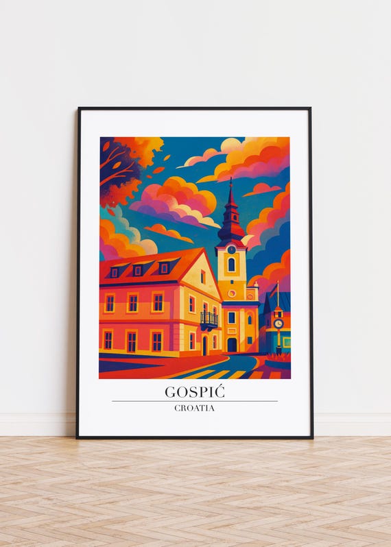 Gospi Croatia Poster City Skyline Art Print