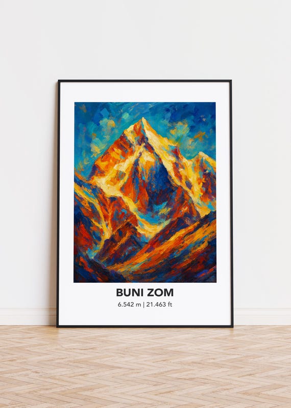 Peak161 Buni Zom Poster Mountain Print Modern Oil Painting Style Art