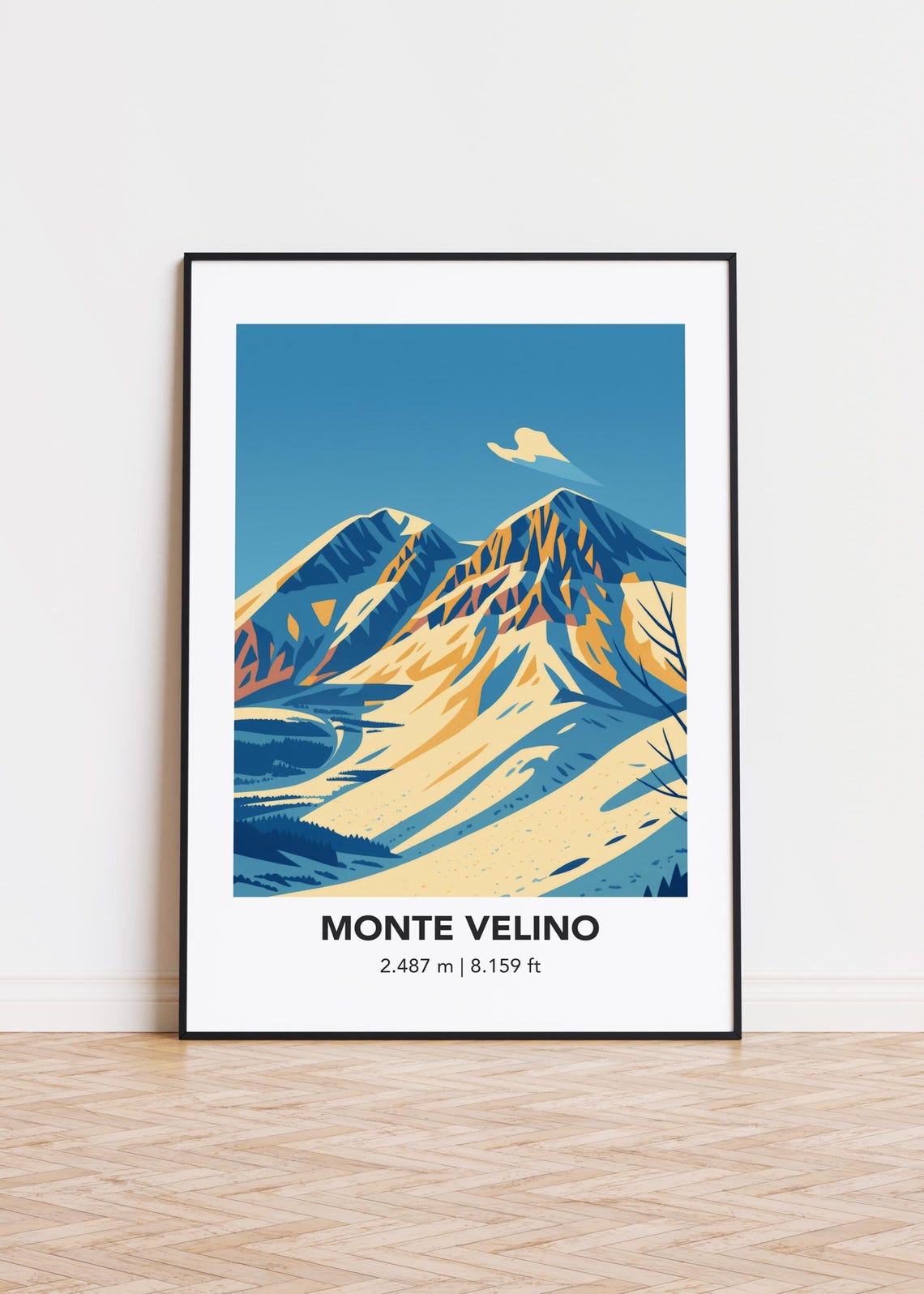 Monte Velino Mountain Print Modern Minimalist Art Poster