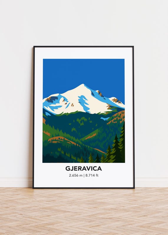 Gjeravica Mountain Print Modern Minimalist Art Poster