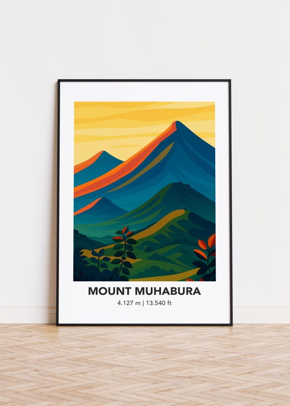 Mount Muhabura Art Print Mountain Illustration Poster