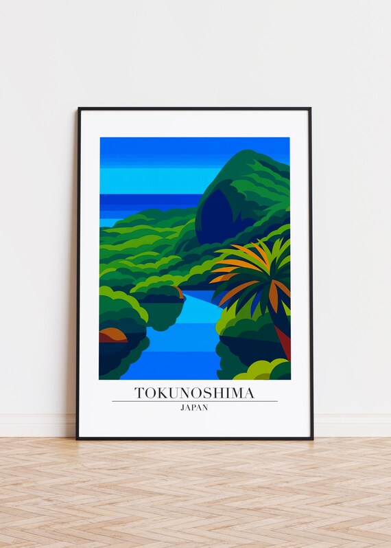 Tokunoshima Japan Poster Modern Illustration Art Print