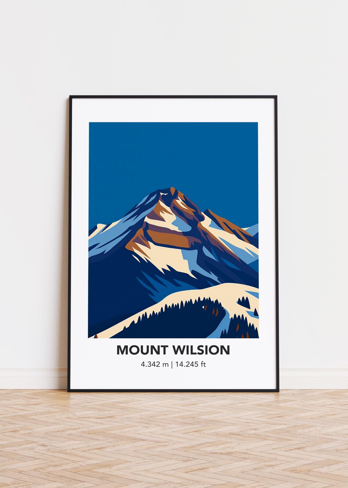Mount Wilsion Snowy Summit Geometric Illustration Travel Poster