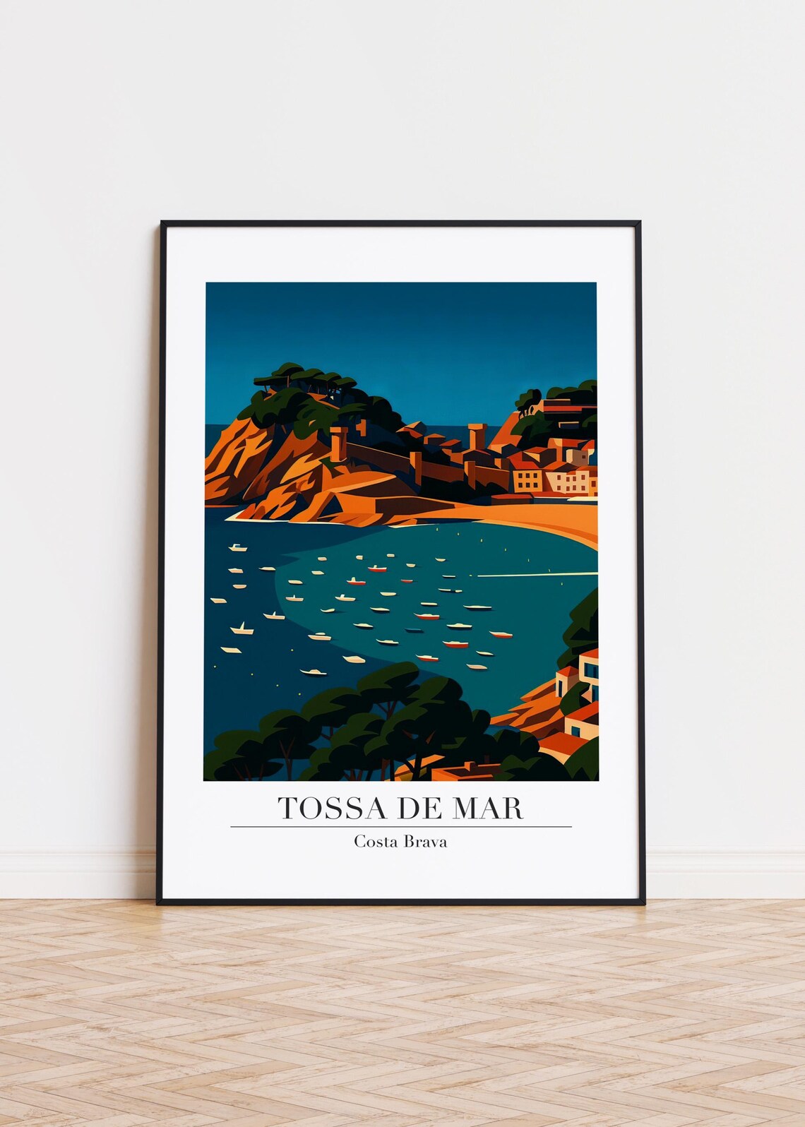Tossa de Mar Costa Brava Bay Old Town Castle Retro Travel Poster