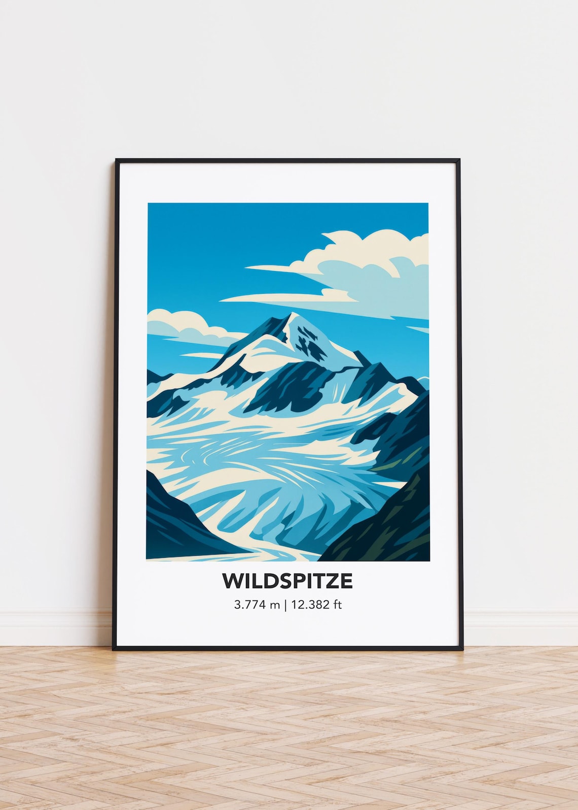 Wildspitze Glacier Minimalist Mountain Peak Illustration Art Poster