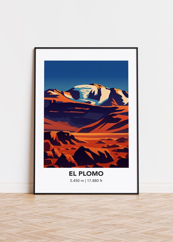 El Plomo Mountain Print Modern City Skyline Art