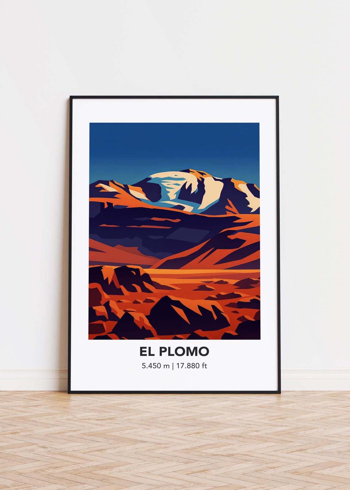El Plomo Elevation Geometric Sunset Mountain Peak Art Poster