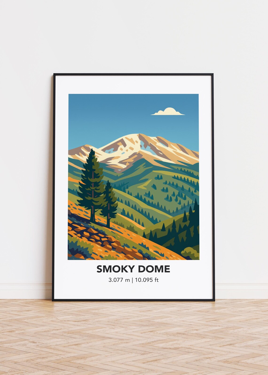 Smoky Dome Mountain, Minimalist Art Print