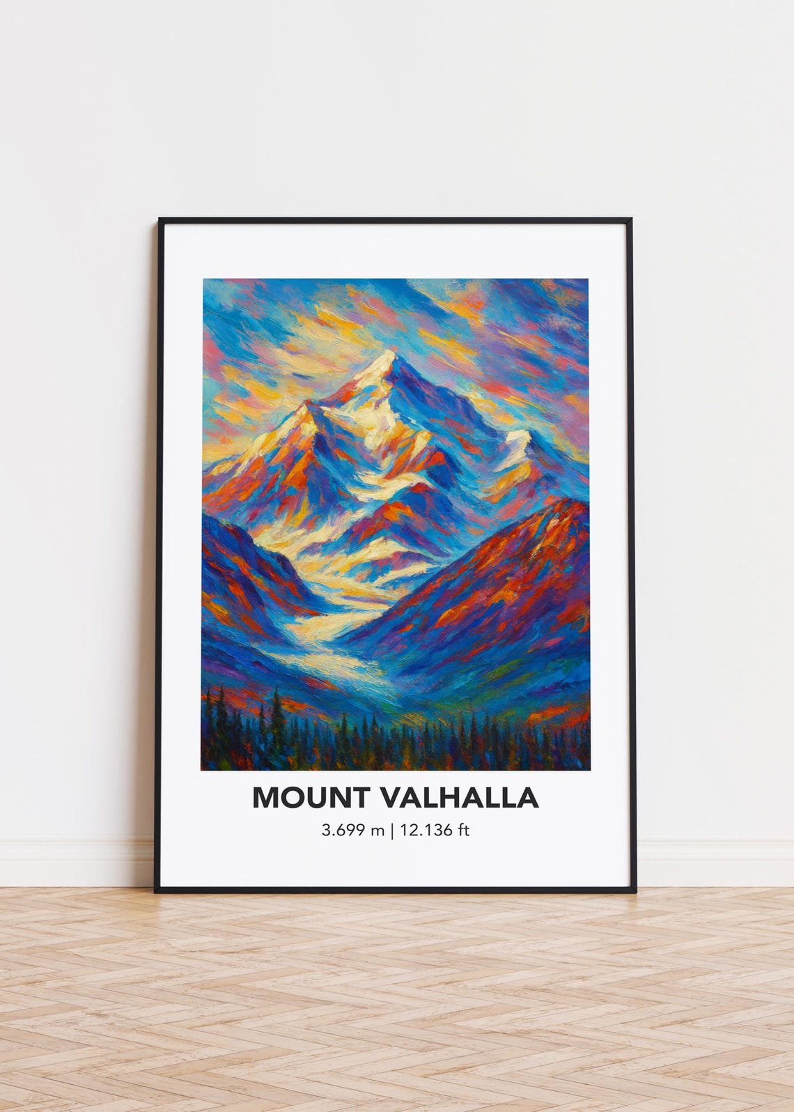 Mount Valhalla Colorful Impressionist Peak Mountain Art Poster
