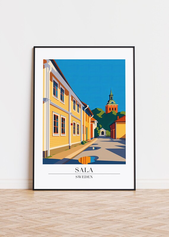 Sala Sweden Poster Modern City Illustration Art Print