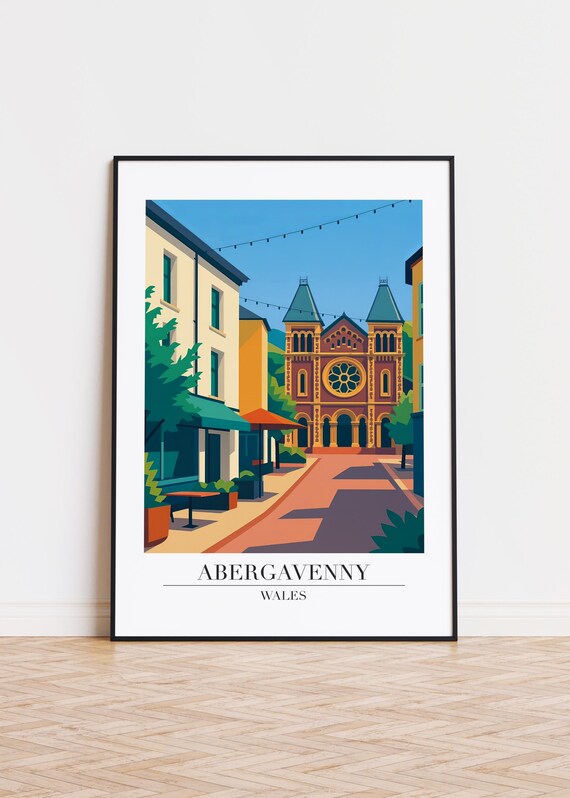 Abergavenny Wales Poster Modern Illustration Art Print