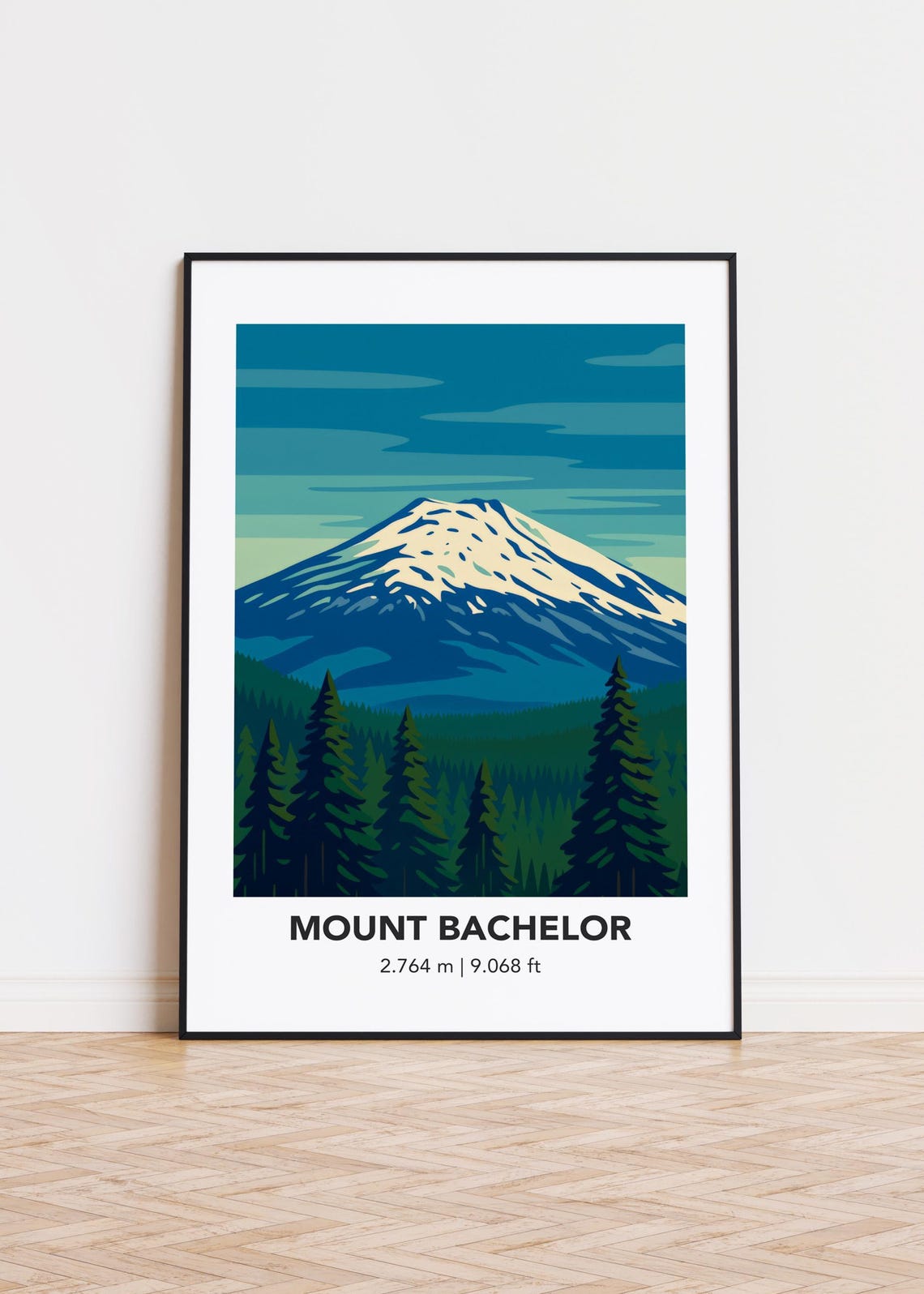 Mount Bachelor Print Modern Minimalist Mountain Art Poster