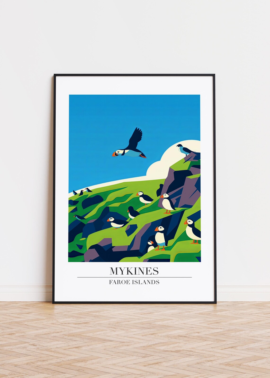 Mykines Faroe Islands Modern Travel Poster